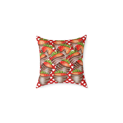 Valentine Chocolate Covered Strawberries 2 Poly Pillow