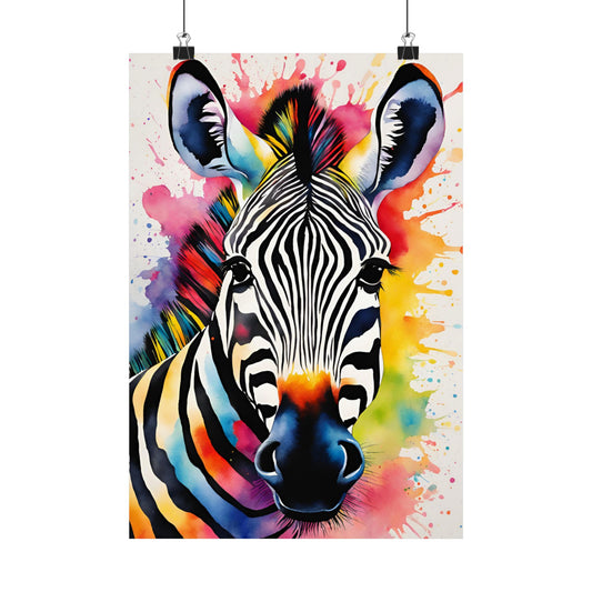 Multicolored Zebra 1 Matte Vertical Poster