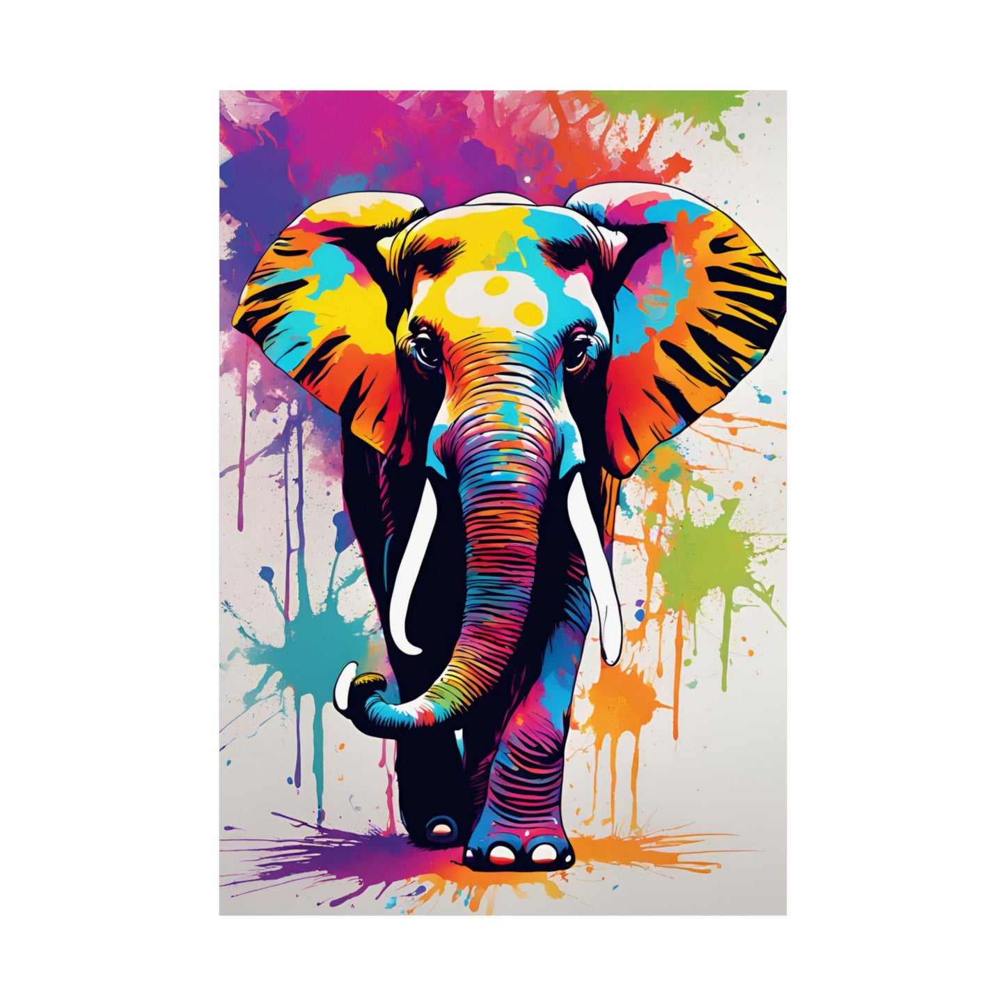 Multicolored Elephant 4 Matte Vertical Poster