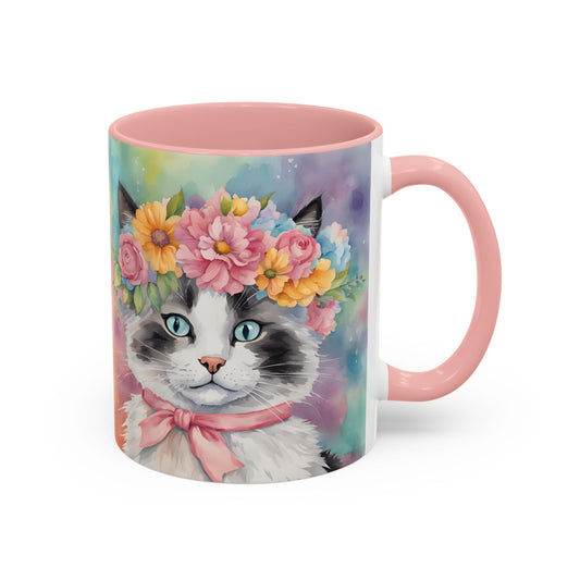 Floral Rag Doll Cat 04 Accent Coffee Mug - 11oz Perfect for Cat Lovers & Gifts