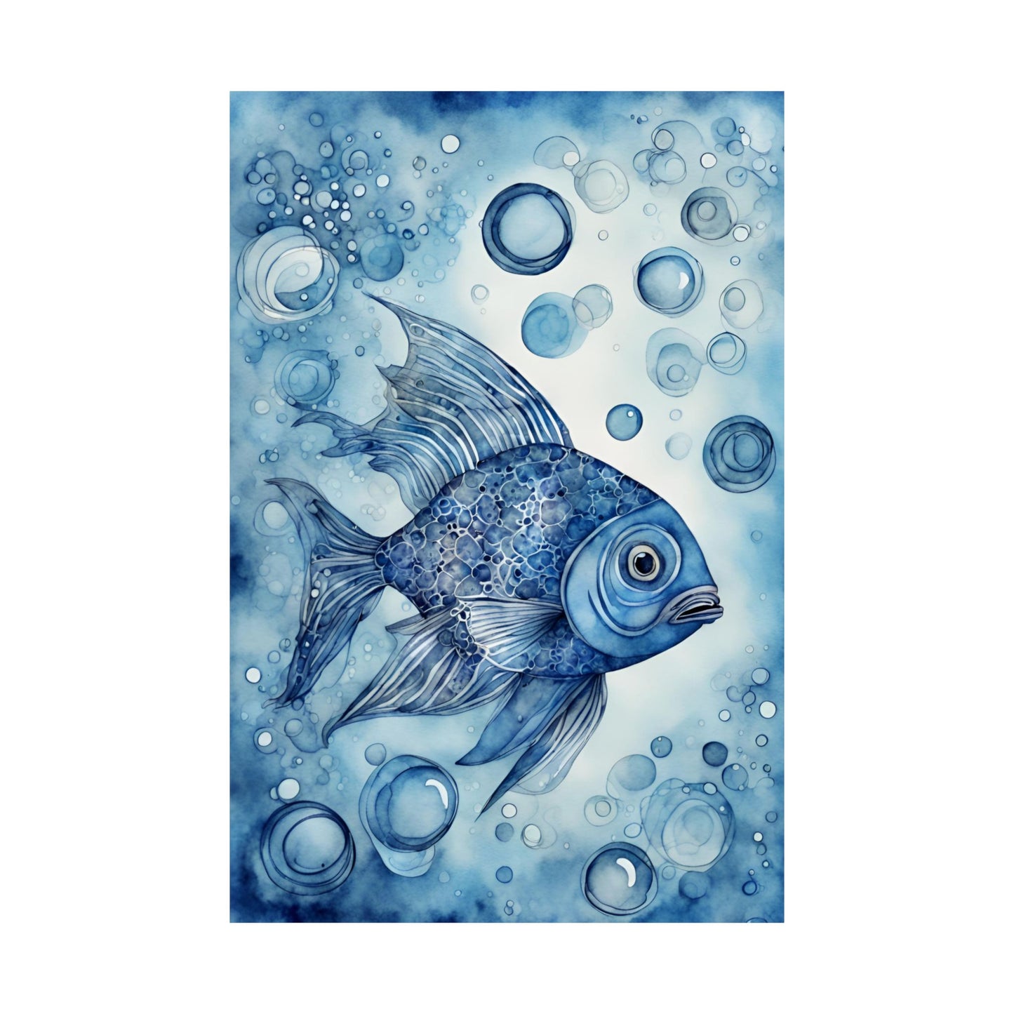 Abstract fish blue 5 Matte Vertical Posters