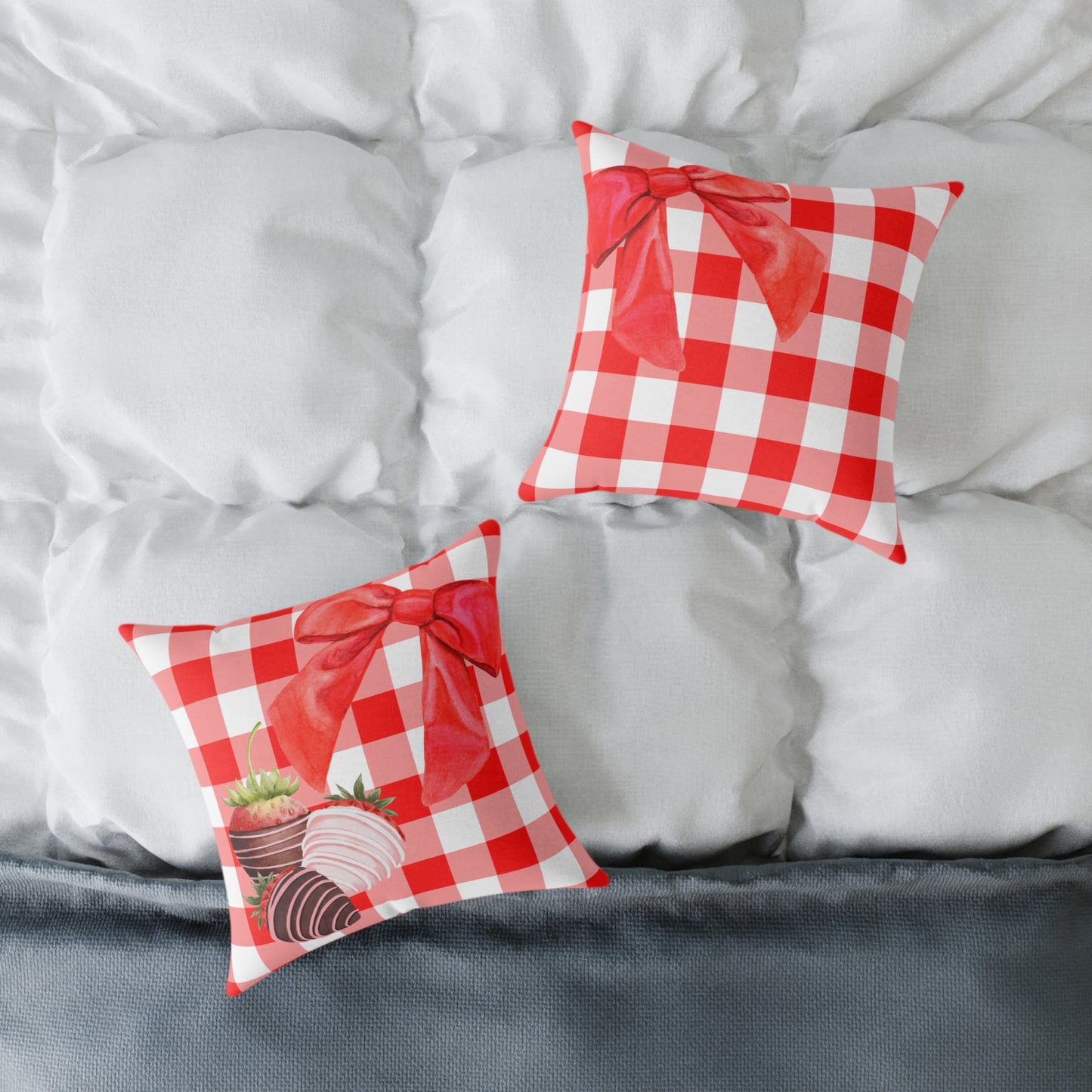Valentine Chocolate Covered Strawberries 1 Poly Pillow