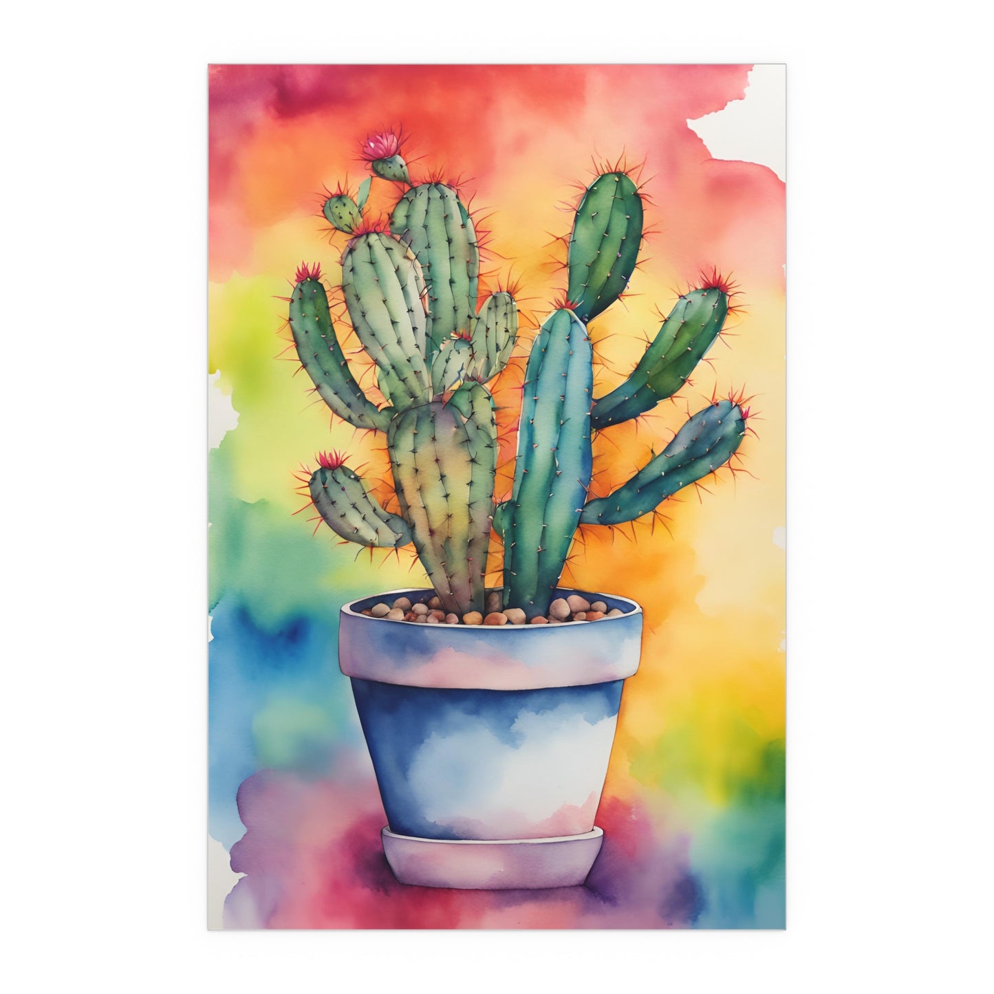 Multicolored Cactus 4 Indoor and Outdoor Silk Poster