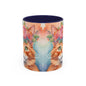 Floral Ginger Cat 01 Accent Coffee Mug - 11oz Perfect for Cat Lovers & Gifts