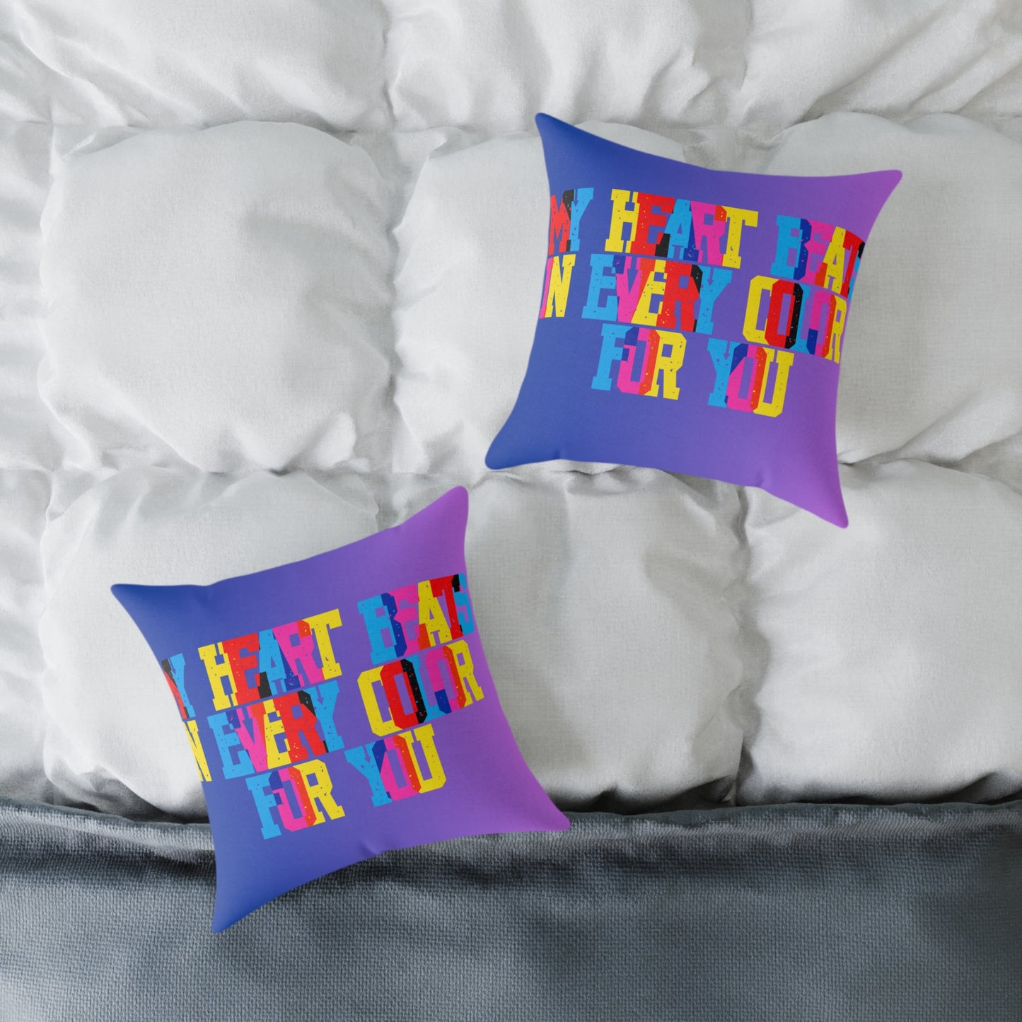 My Heart Beats In Every Color For You Poly Pillow