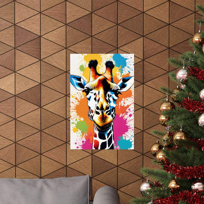 Multicolored Giraffe 08 Matte Vertical Poster