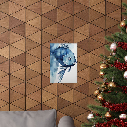 Abstract fish blue 3 Matte Vertical Posters
