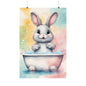 Nursery Bunny in the Bath 2 Matte Vertical Posters