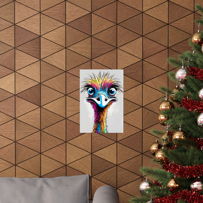 Multicolored Angry Emu 04 Matte Vertical Poster