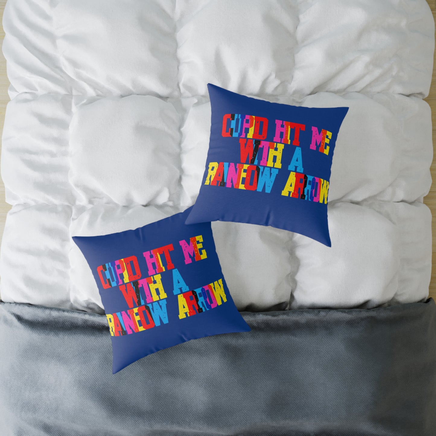 Cupid Hit Me With A Rainbow Arrow Poly Pillow