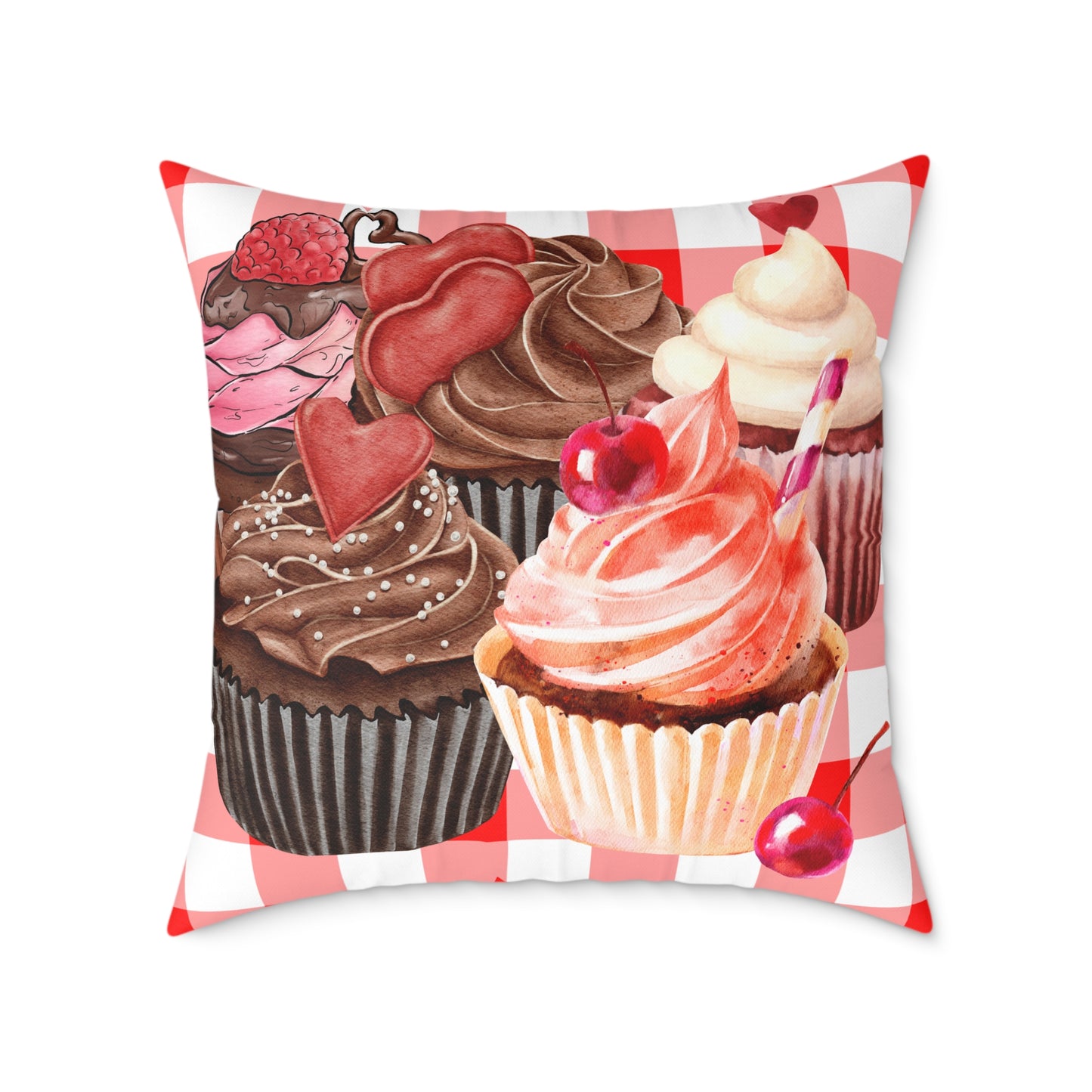 Valentine Cup Cakes Poly Pillow