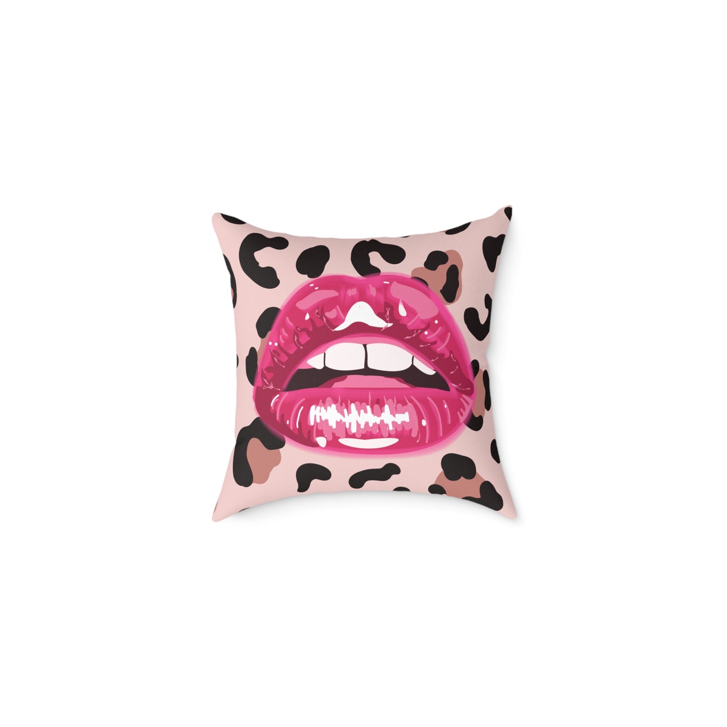 Cheetah Lips Poly Pillow