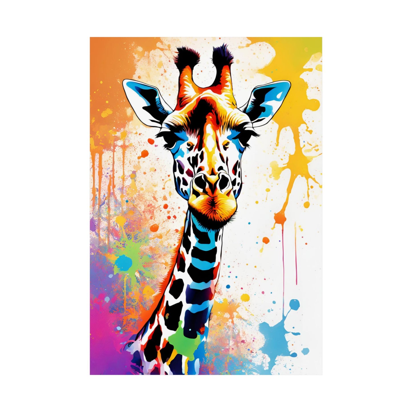 Multicolored Giraffe 07 Matte Vertical Poster