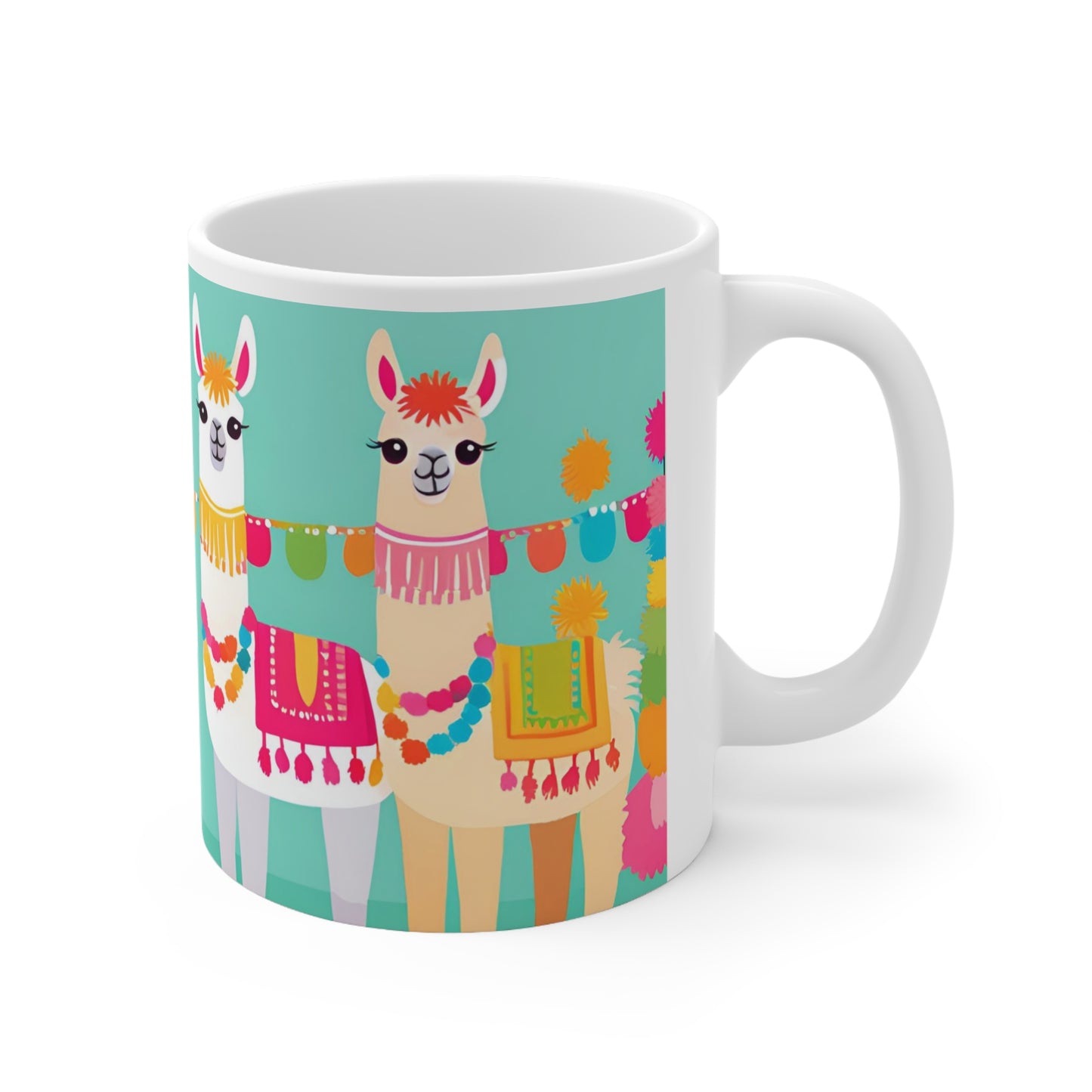 Playful Llama 5 White Ceramic Mug 11oz