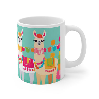 Playful Llama 5 White Ceramic Mug 11oz