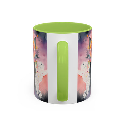 Floral Black Cat 03 Accent Coffee Mug - 11oz Perfect for Cat Lovers & Gifts