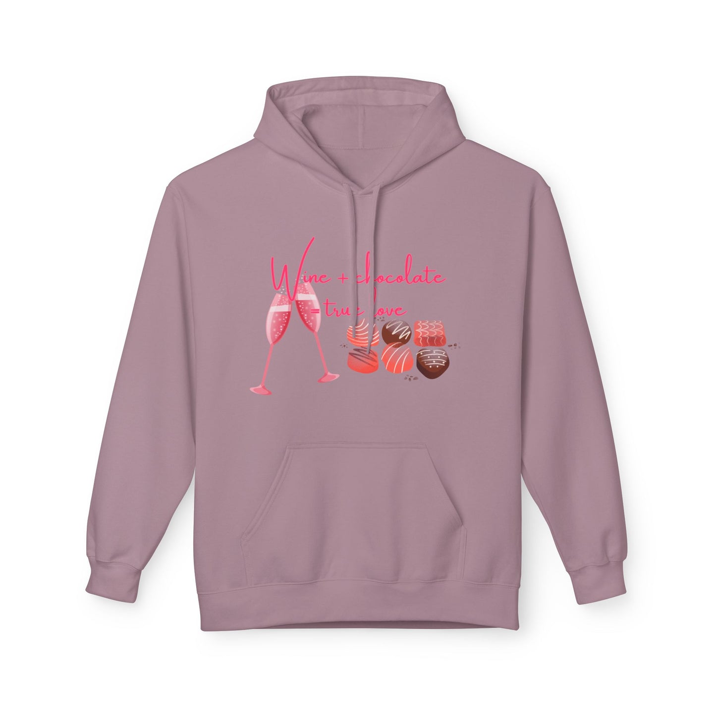 Wine + Chocolate = True Love Unisex Valentines Hoodie