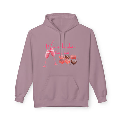 Wine + Chocolate = True Love Unisex Valentines Hoodie