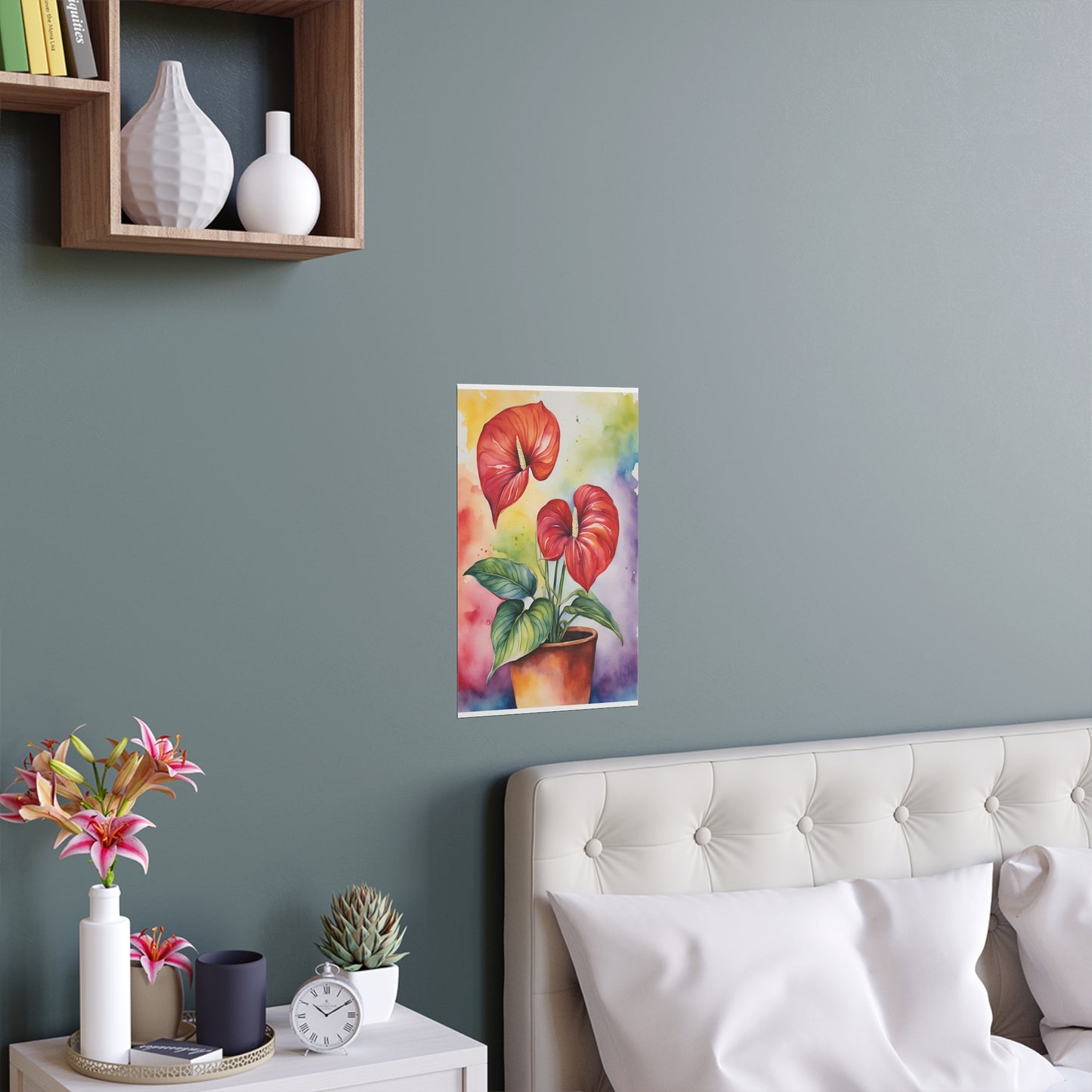 Multicolored Pot Plant 5 Indoor and Outdoor Silk Poster