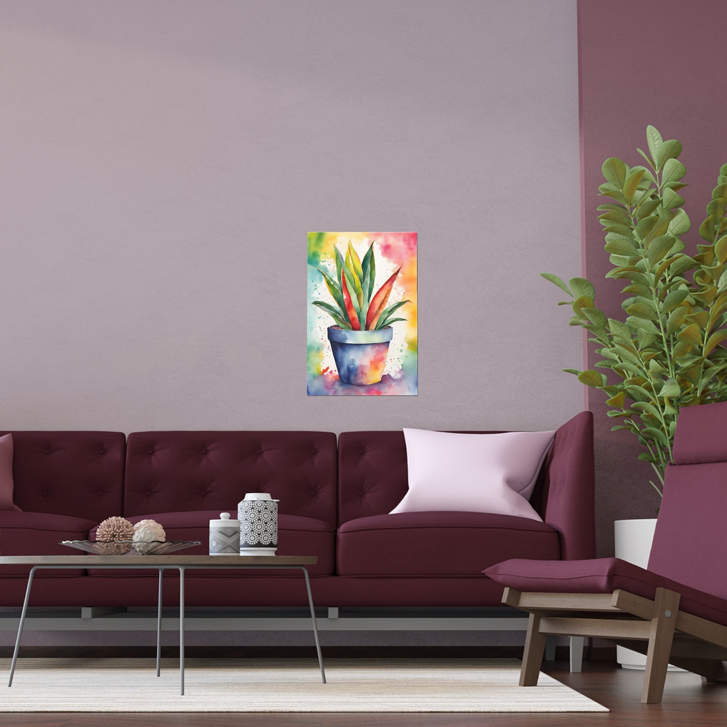Multicolored Pot Plant 11 Indoor and Outdoor Silk Poster