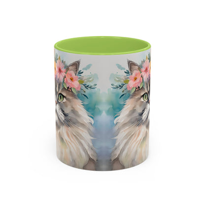 Floral Siamese Cat 01 Accent Coffee Mug - 11oz Perfect for Cat Lovers & Gifts