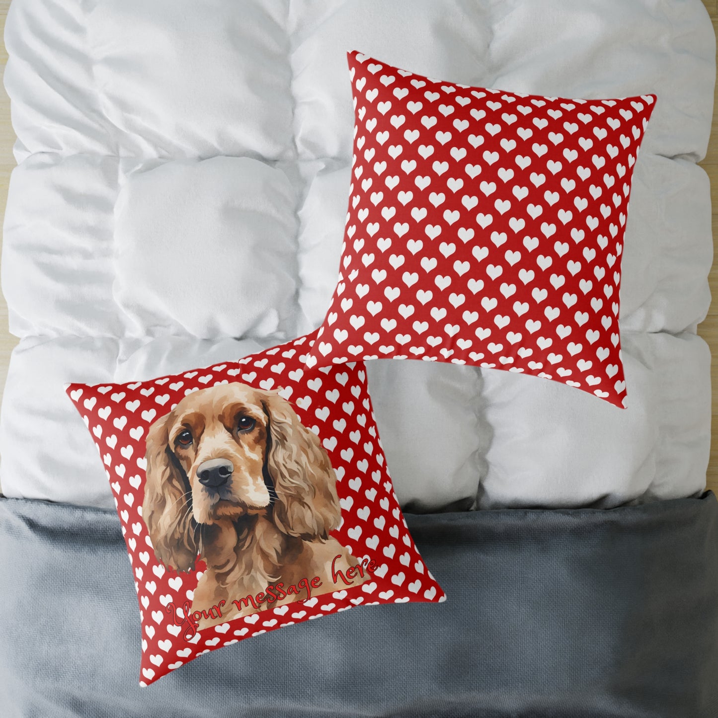 Personalized Valentine Cocker Spaniel Poly Cushion/Pillow 5 sizes