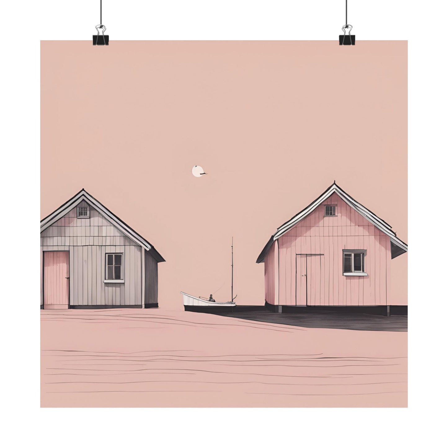 By The Sea Pink 7 Matte Square Posters