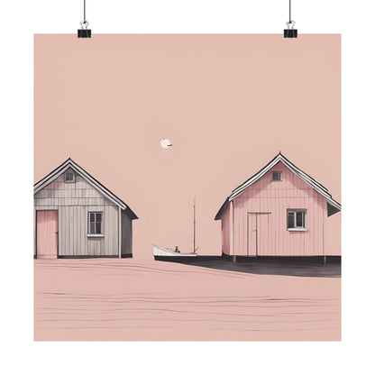 By The Sea Pink 7 Matte Square Posters