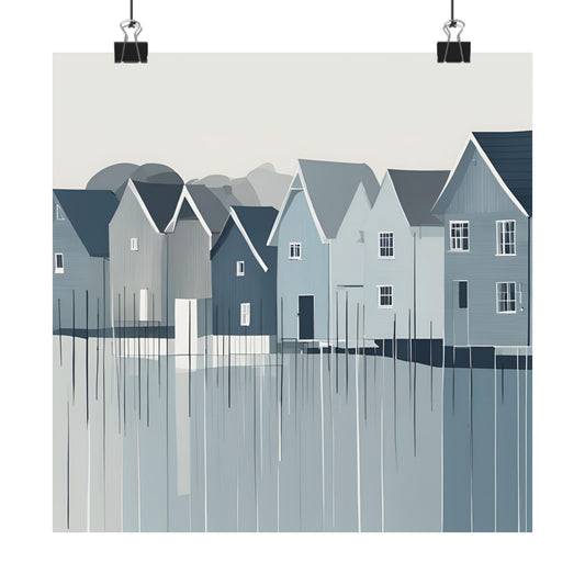 By The Sea Blue 6 Matte Square Posters