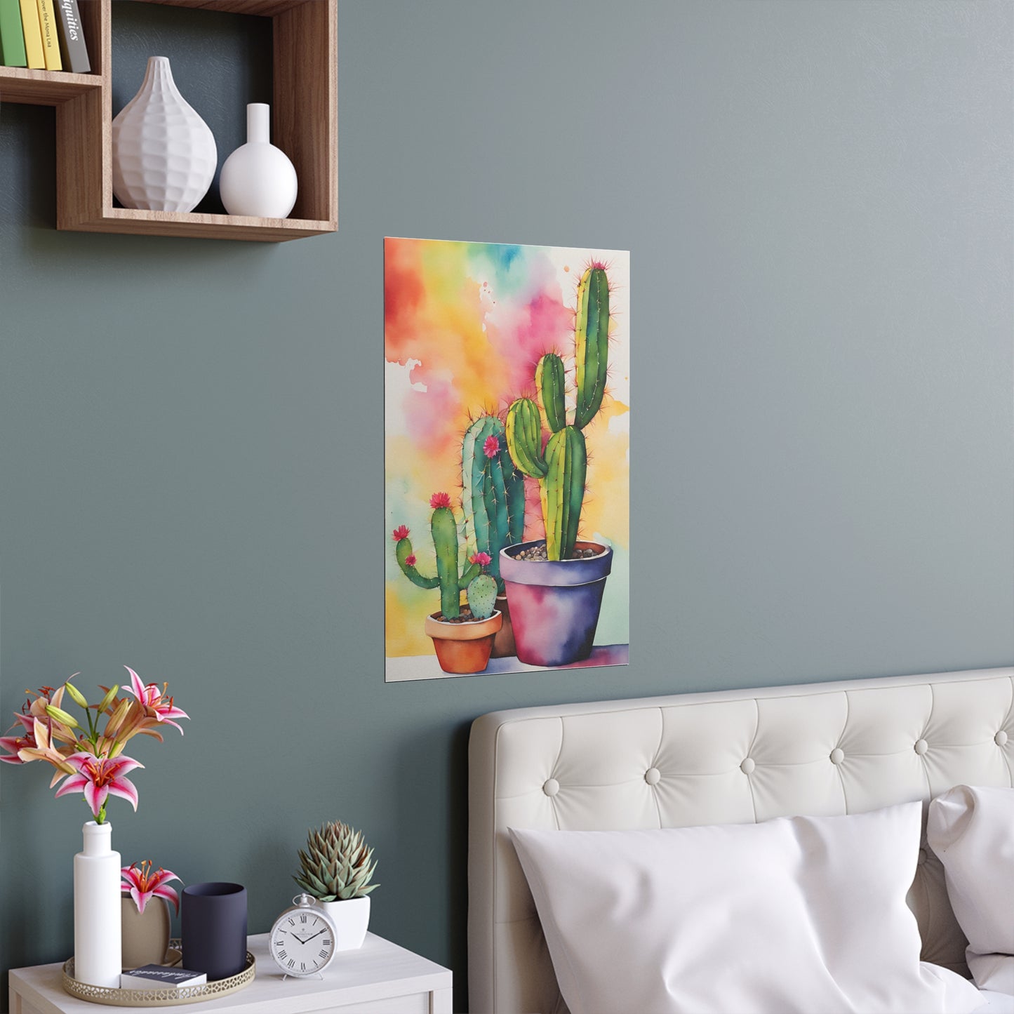Multicolored Cactus 5 Indoor and Outdoor Silk Poster