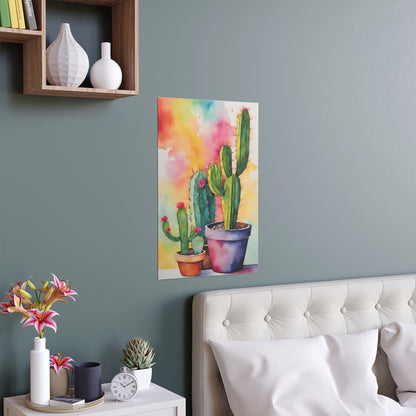 Multicolored Cactus 5 Indoor and Outdoor Silk Poster