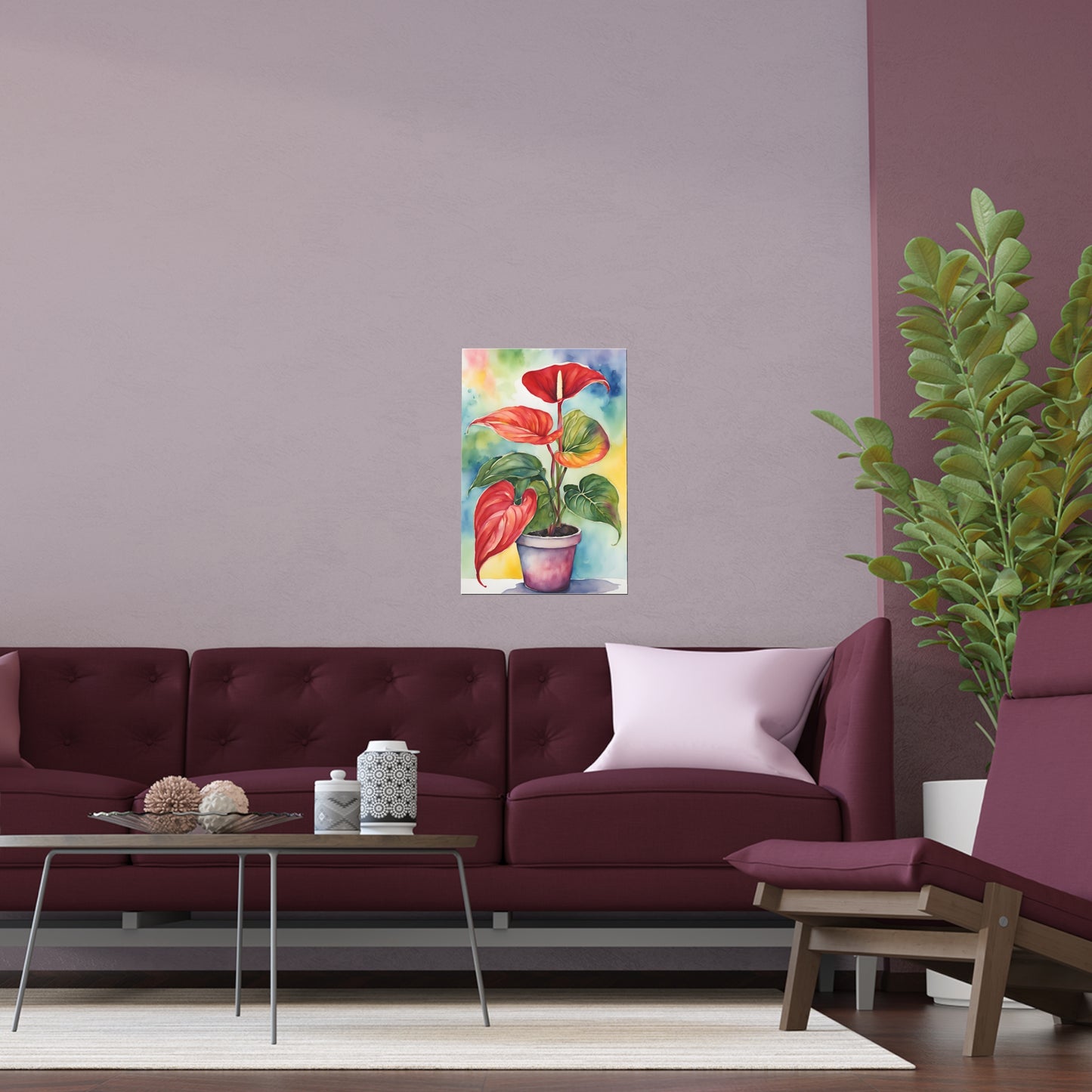 Multicolored Pot Plant 9 Indoor and Outdoor Silk Poster