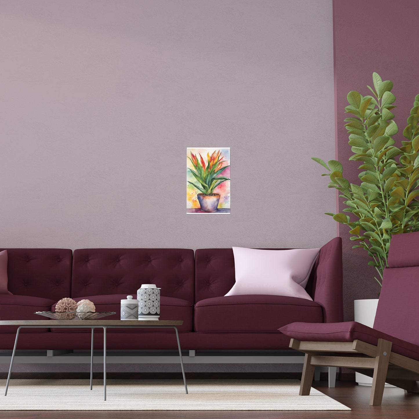 Multicolored Pot Plant 2 Indoor and Outdoor Silk Poster