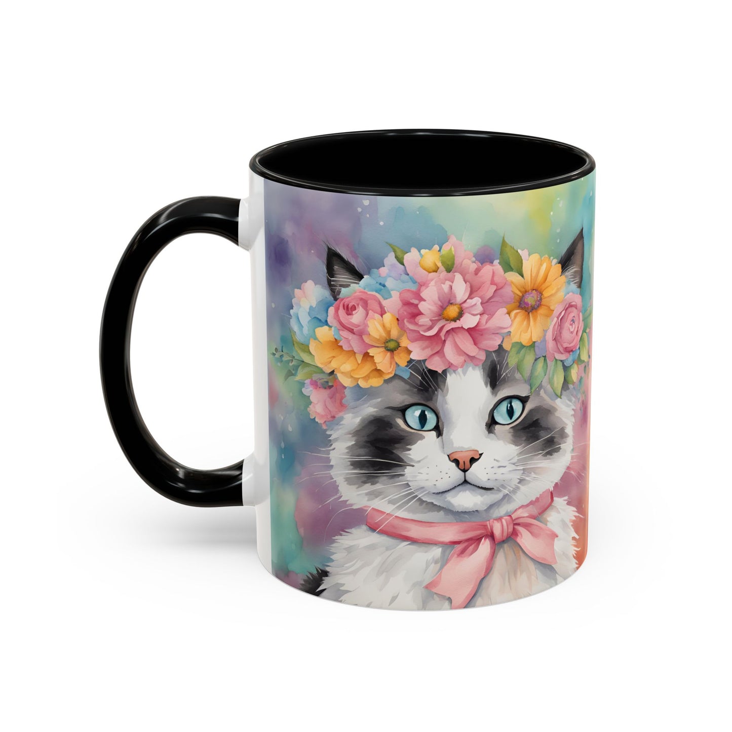 Floral Rag Doll Cat 04 Accent Coffee Mug - 11oz Perfect for Cat Lovers & Gifts