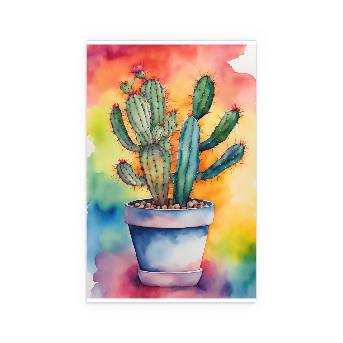 Multicolored Cactus 4 Indoor and Outdoor Silk Poster