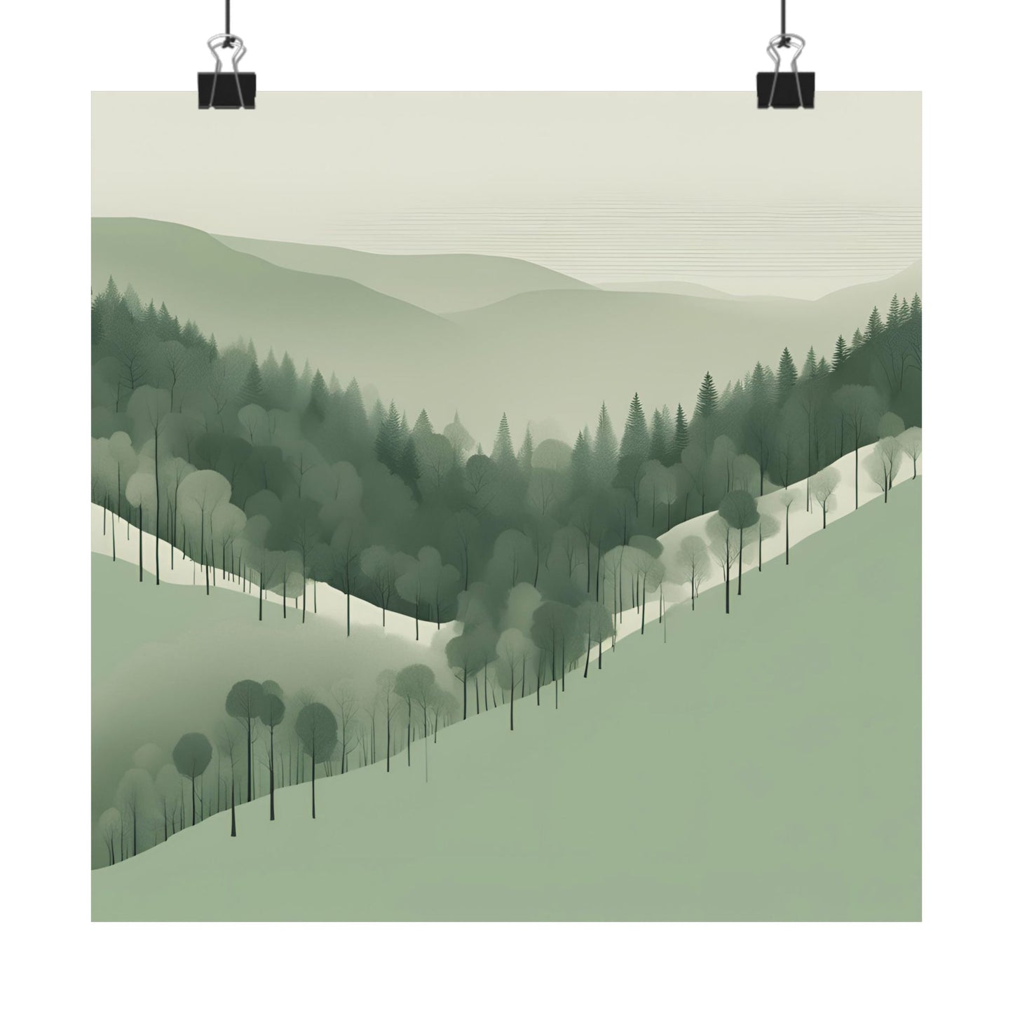 On The Hillside Green 19 Matte Square Posters