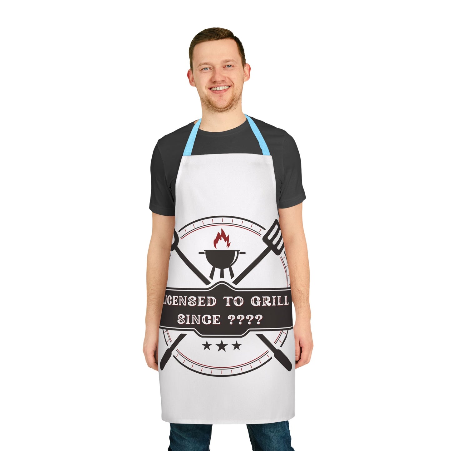 (Personizable) Licensed To Grill Since (????) Funny BBQ Themed Apron 5-Color Straps
