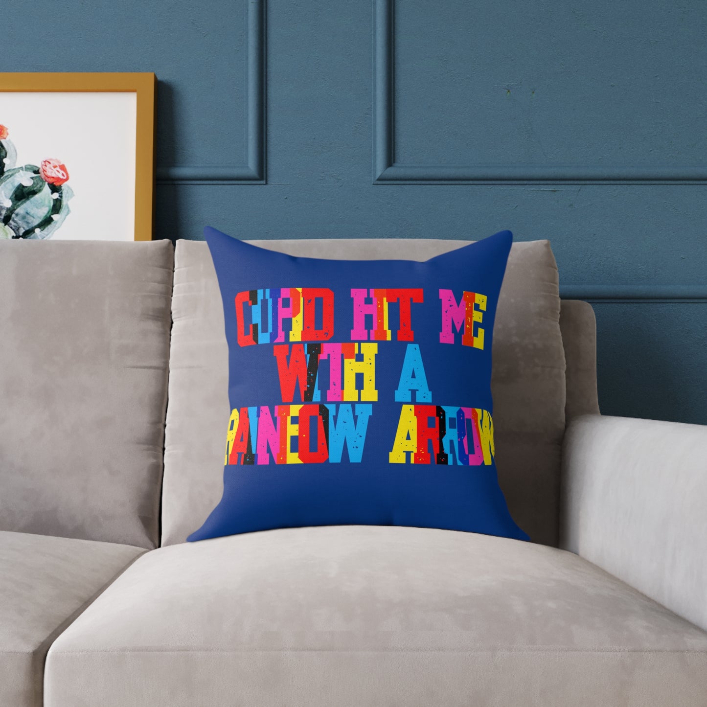 Cupid Hit Me With A Rainbow Arrow Poly Pillow
