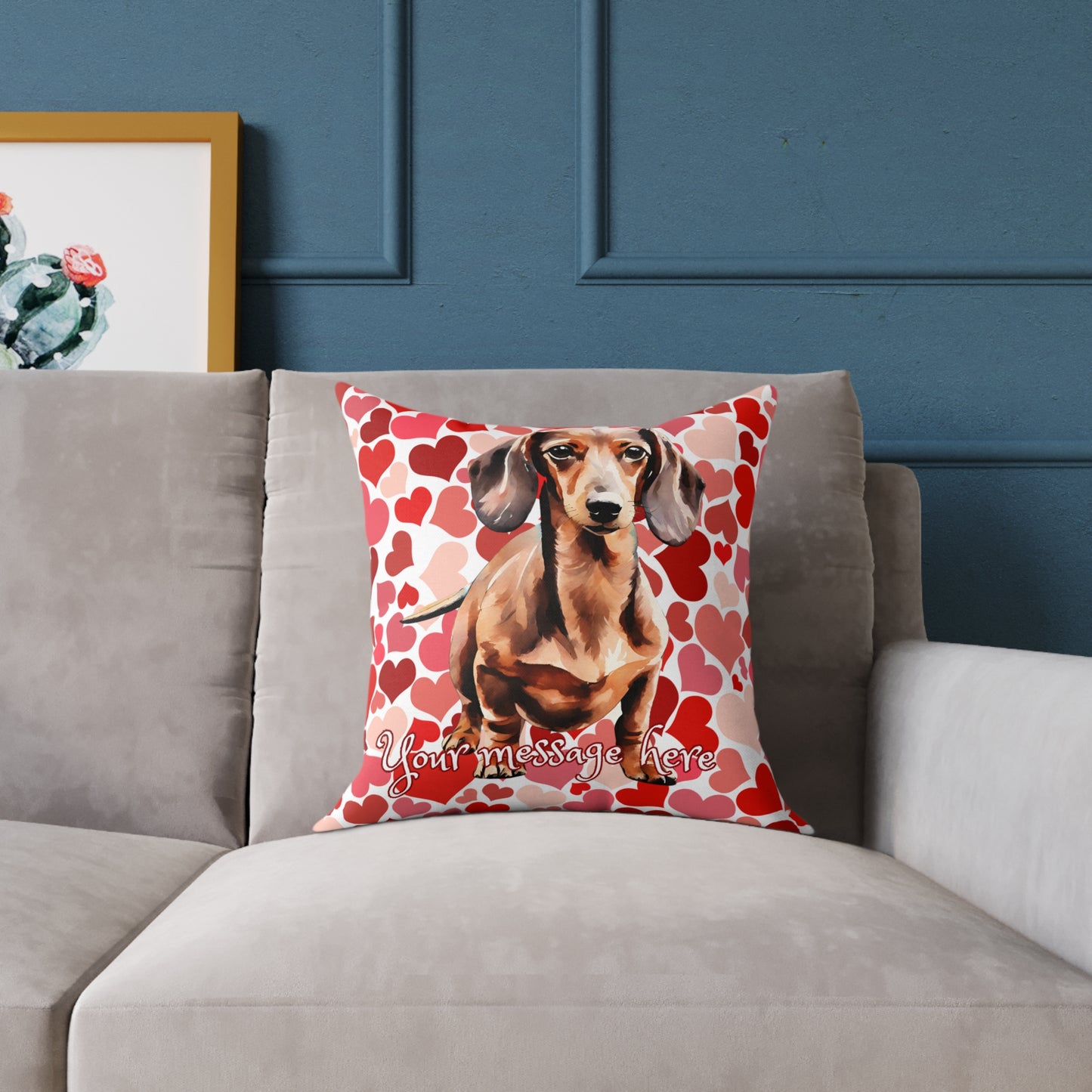 Personalized Valentine Dachshund Poly Cushion/Pillow 5 sizes