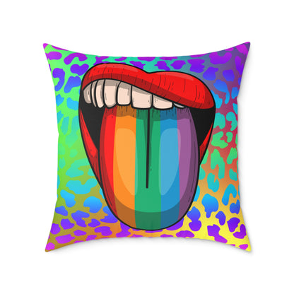 Rainbow Lips Poly Pillow