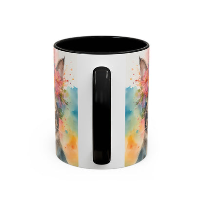 Floral Tabby Cat 03 Accent Coffee Mug - 11oz Perfect for Cat Lovers & Gifts