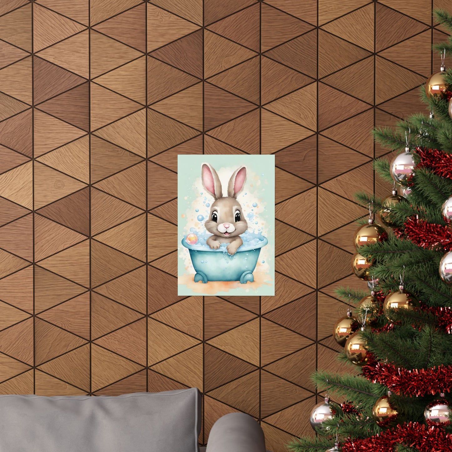Nursery Bunny in the Bath 4 Matte Vertical Posters
