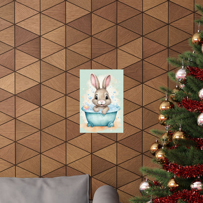 Nursery Bunny in the Bath 4 Matte Vertical Posters