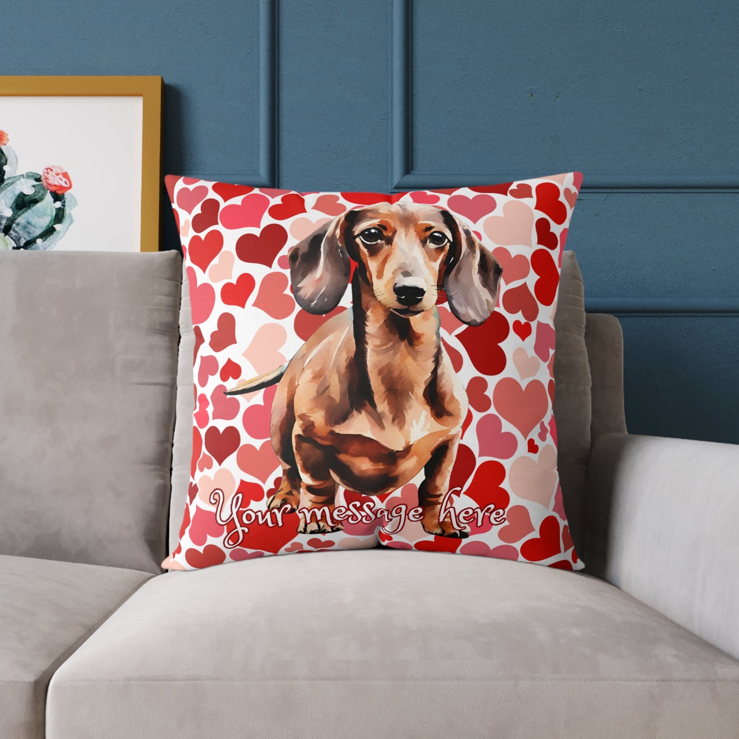 Personalized Valentine Dachshund Poly Cushion/Pillow 5 sizes