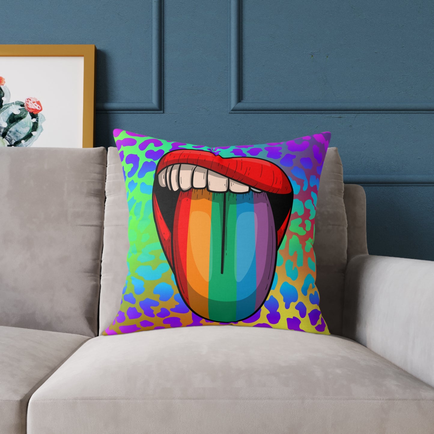 Rainbow Lips Poly Pillow