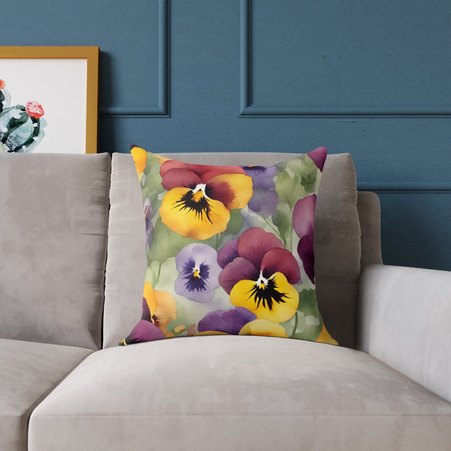 Pansies 03 Poly Pillow - Natures Beauty Design