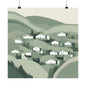 On The Hillside Green 7 Matte Square Posters