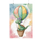 Nursery Dinosaur in a Hot Air Ballon 1 Matte Vertical Posters