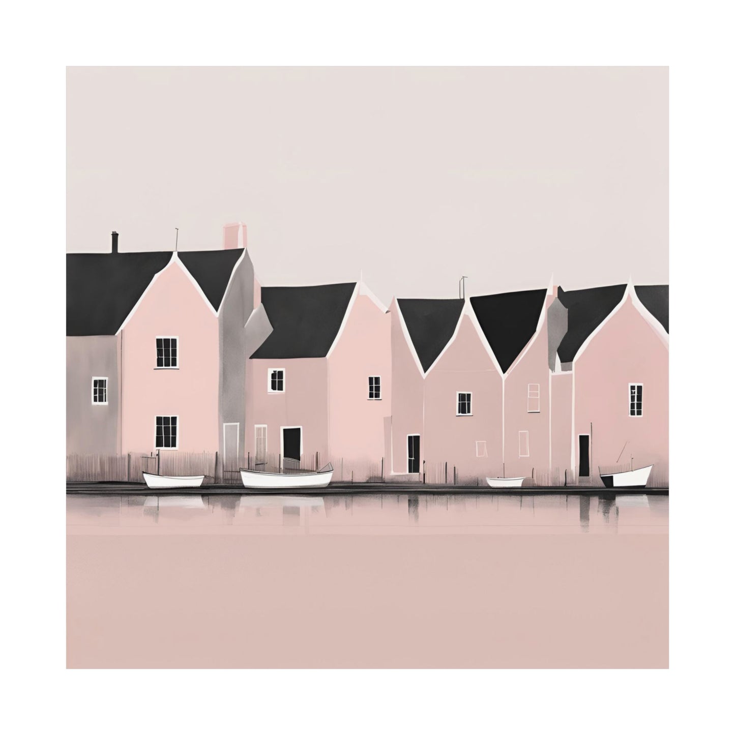 By The Sea Pink 3 Matte Square Posters