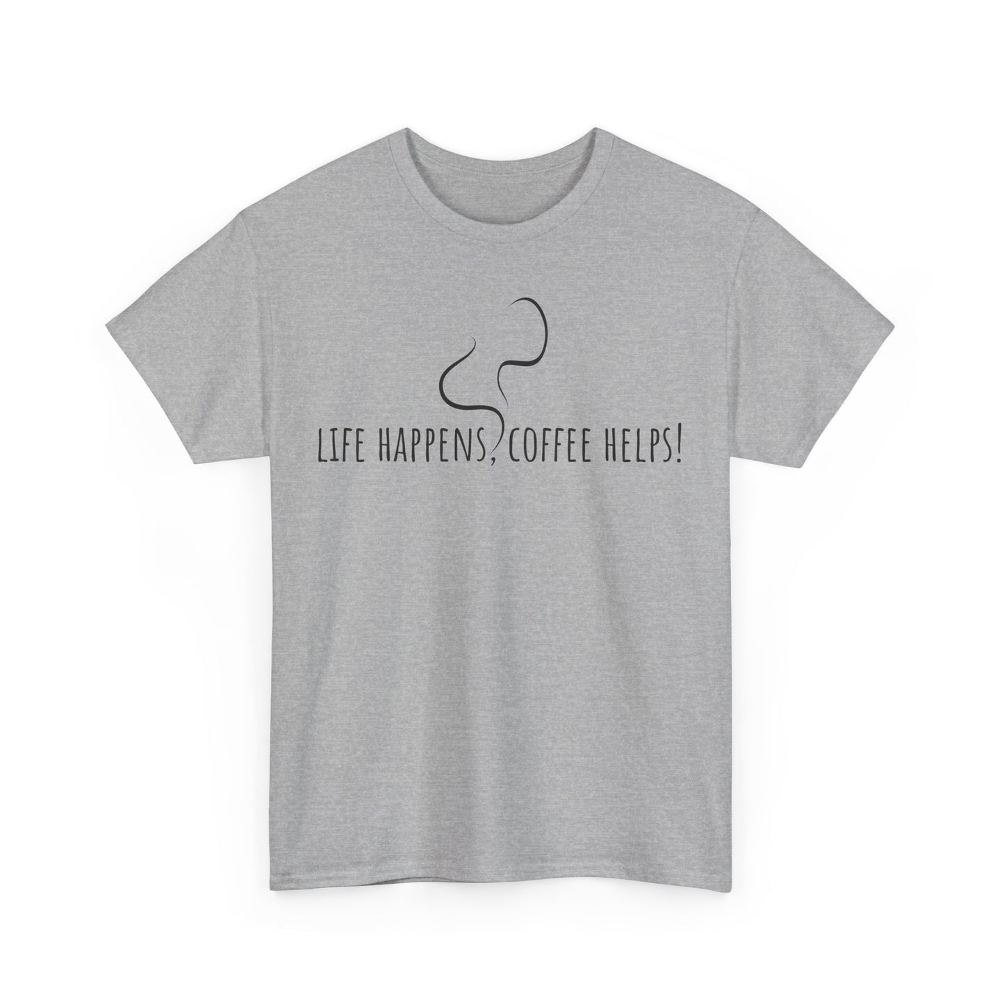 Life happens, coffee helps! Unisex Heavy Cotton Tee